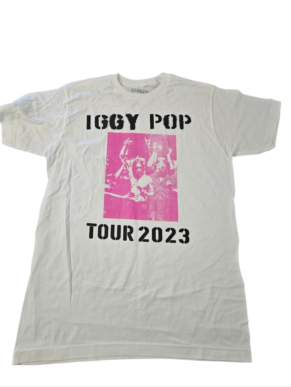 Iggy Pop 2023 Tour Band Tee Cotton White Pink Unisex Sz M New